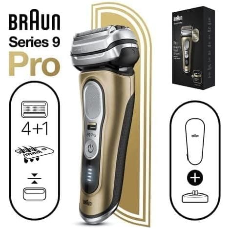 BRAUN Series 9 Pro 9419s Wet & Dry shaver with charging stand and travel case, gold. - 3